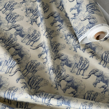 Blue Elephants Organic Cotton Print Safari Style Home Decor